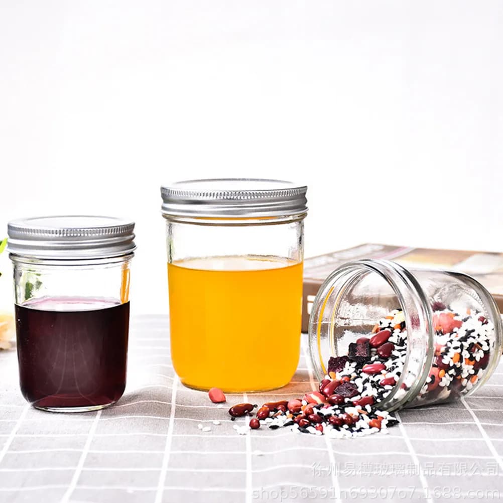 Set of 4 Jam Jars, Multifunctional Containers for Conservation, Transparent Glass Hermetics for Kitchen and Food Conservation