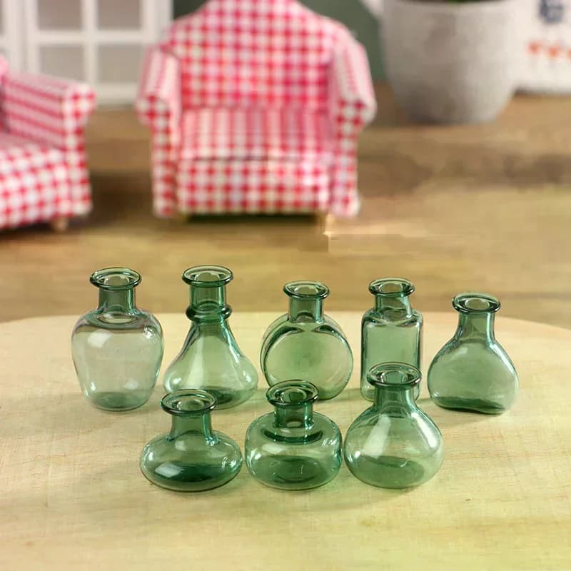 1 Pezzo Vaso in Vetro in Miniatura 1:12 per Casa delle Bambole, Contenitore per Fiori, Vaso Decorativo per Casa e Giardino, Accessori per Casa delle Bambole