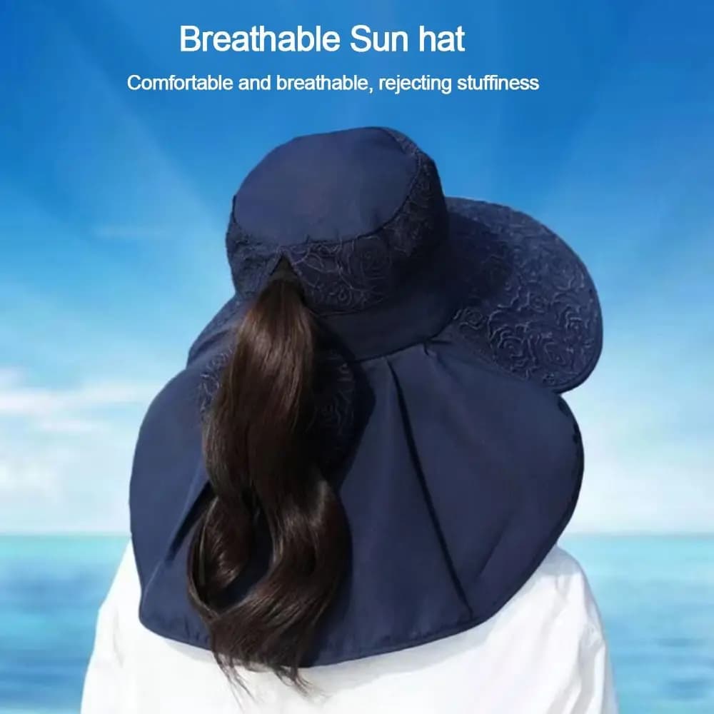 Outdoor Ear Flap Sun Hat Face And Neck Protect Wide Brim Women Hats UV Protection Lace Sunscreen cap Women