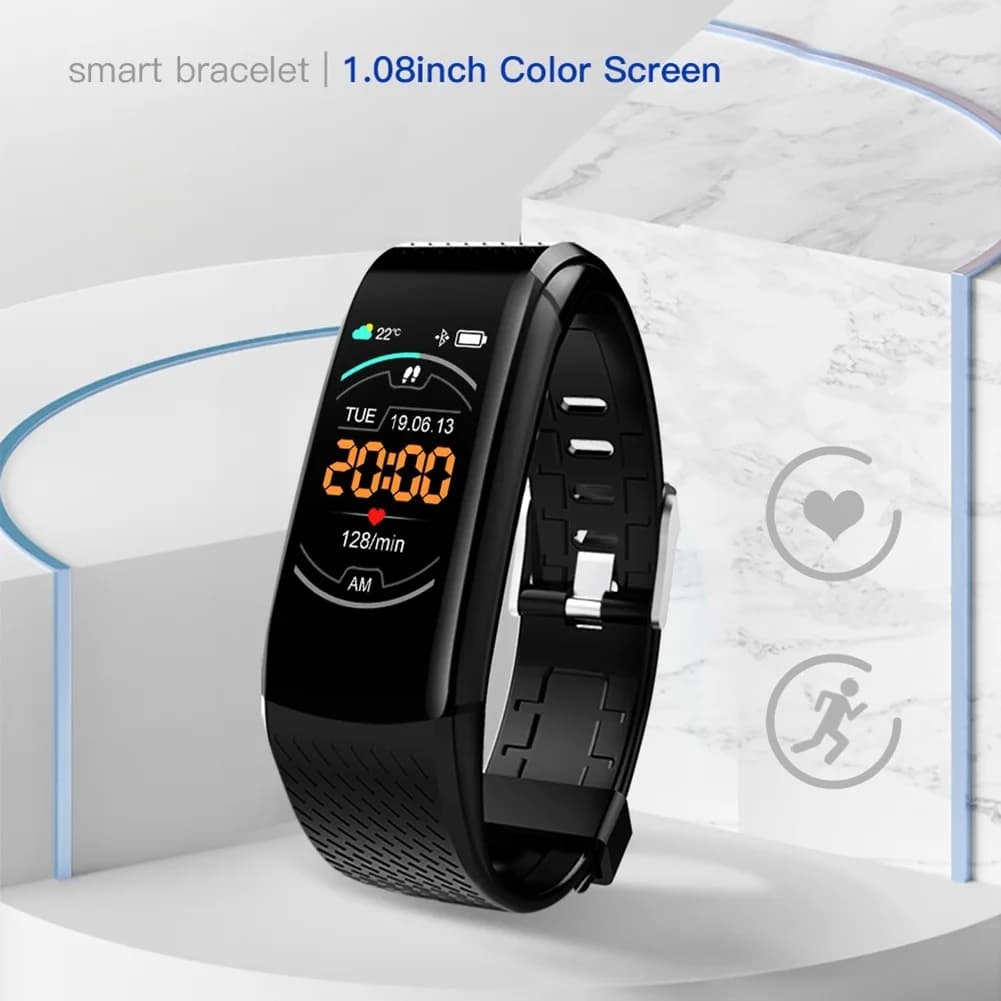 Intelligent C8 Waterproof Touch Screen 1.08 Inch Blood Pressure Heart rate Oxygen in Blood Health Monitor Bluetooth Sedentary