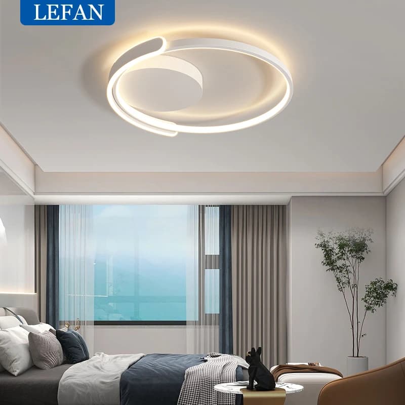 Modern Black White Led Ceiling Lamp - Square Ring Light For Bedroom, Living Room, Study, Nursery & Indoor Decor