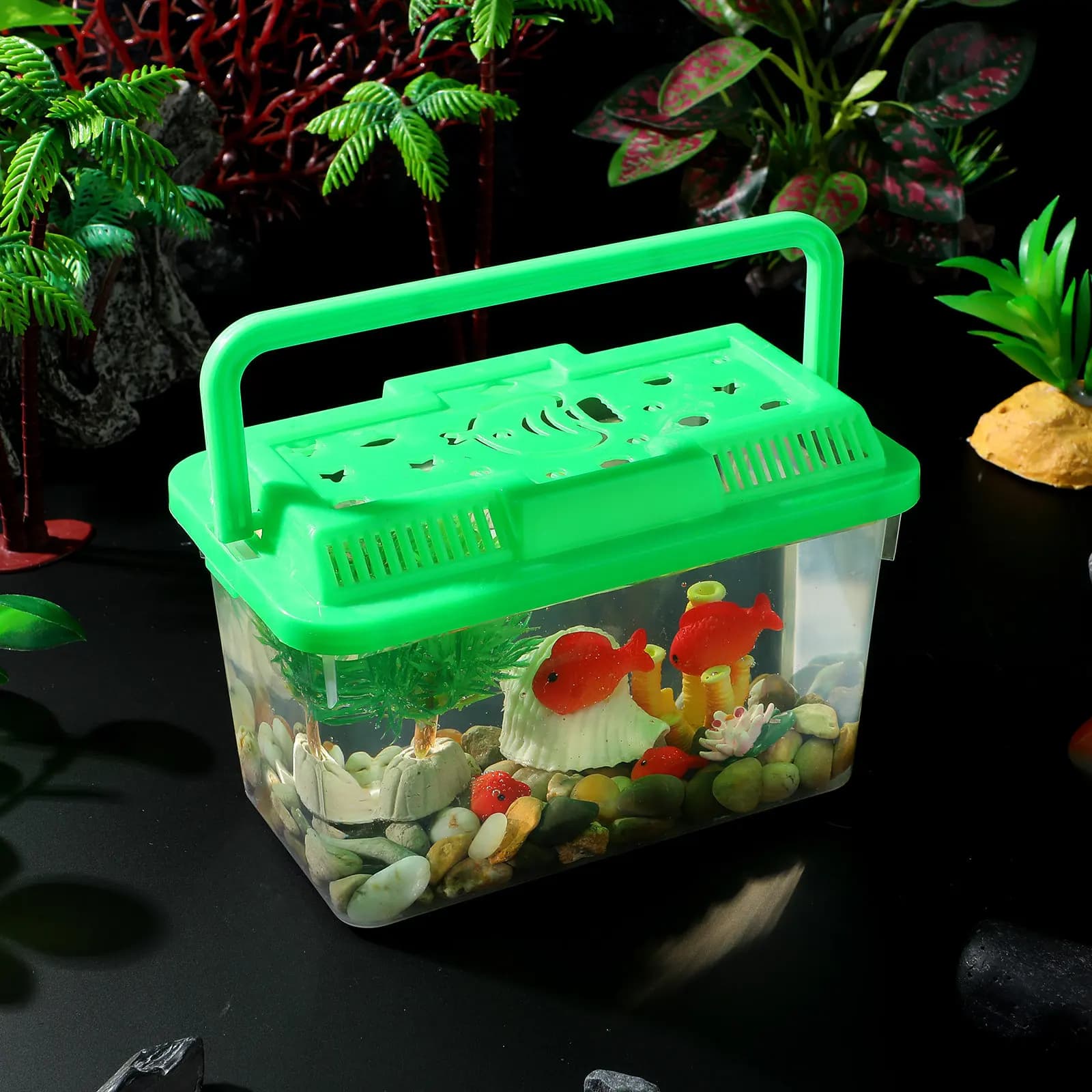 Trasportino Portatile in ABS per Criceti, Acquario Trasparente per Tartarughe e Pesci con Coperchio, Resistente, Anti-fuga, Accessori per Piccoli Animali Domestici
