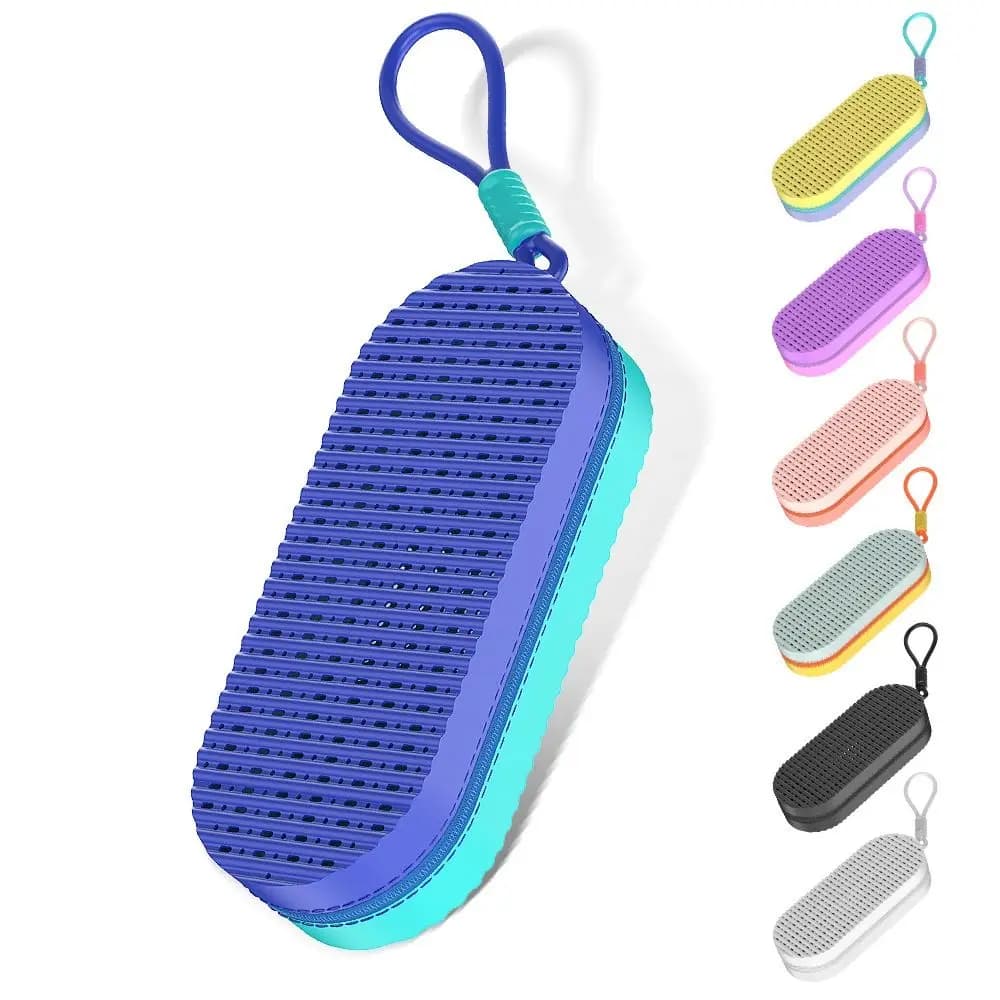Silicone swim glasses case, breathable and soft, with handle, portable organizer for sunglasses