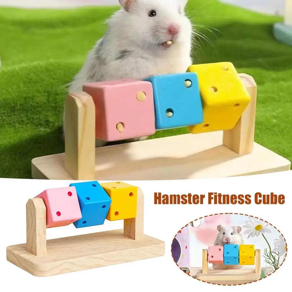 1 set giocattolo da masticare per criceti piattaforma in legno molatura dei denti giocattoli esercizio allenamento intelligente blocco di legno colorato per piccoli animali