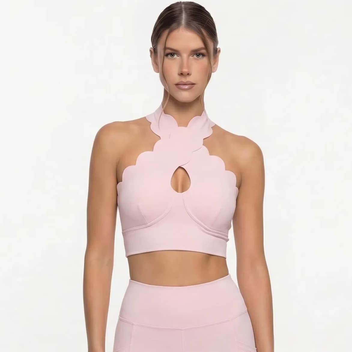 FUBEIKE Top Sportivo con Bordo in Pizzo e Spalle Scoperte, Estivo, Traspirante, Comodo, per Pilates, Fitness e Yoga