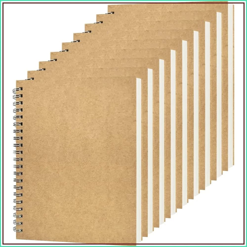 9-Pack Brown Spiral Notebooks, 100 Blank Pages Each, 7.5"x5.1" Soft Cover Sketchbook