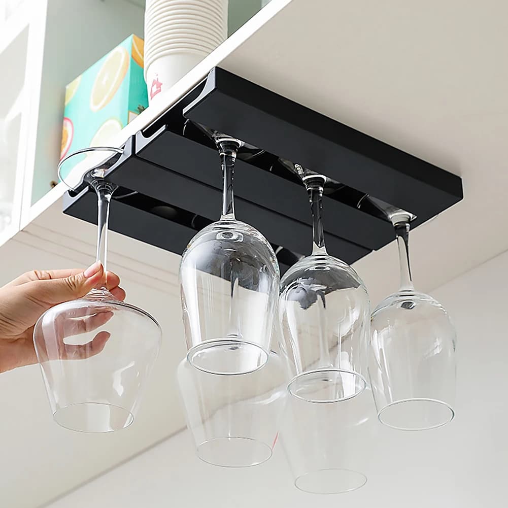 Portabicchieri da Vino Senza Foratura, Supporto Sottopensile in Plastica per Calici da Bar e Ristorante