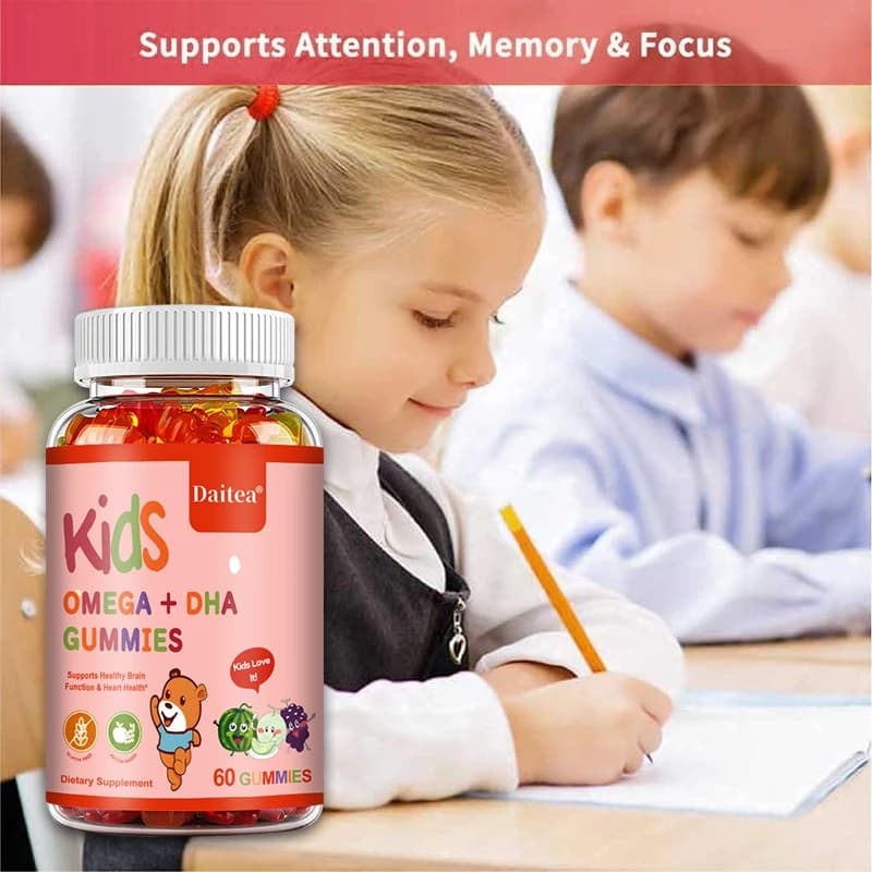 Caramels gommose supplements for the intelligence of children, containing vitamin D, OMEGA + calcium, attention assistance, memory, brain health