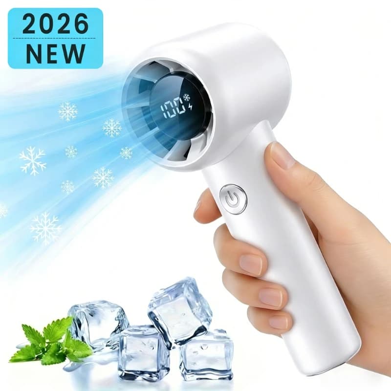 Mini Ventilatore Turbo ad Alta Velocità con Lunga Durata della Batteria, Motore Brushless Ricaricabile USB con Display Digitale, Gadget Portatile per Viaggi all'Aperto