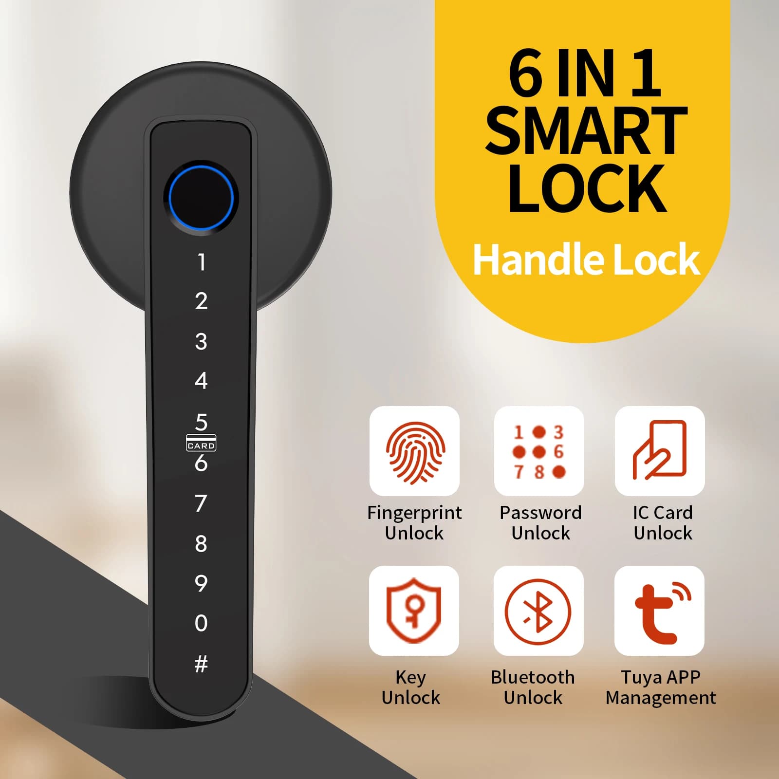 Tuya Bluetooth Serratura elettronica biometrica App con password per impronte digitali intelligenti Sblocca la serratura intelligente della maniglia della porta Sicurezza domestica