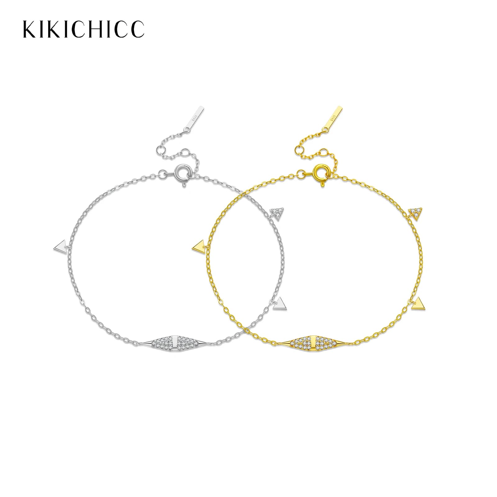 KIKICHICC Bracciale con pendente in zircone CZ con triangolo geometrico a rombo in argento sterling 925 2025 Gioielli di lusso da donna per l'uso quotidiano