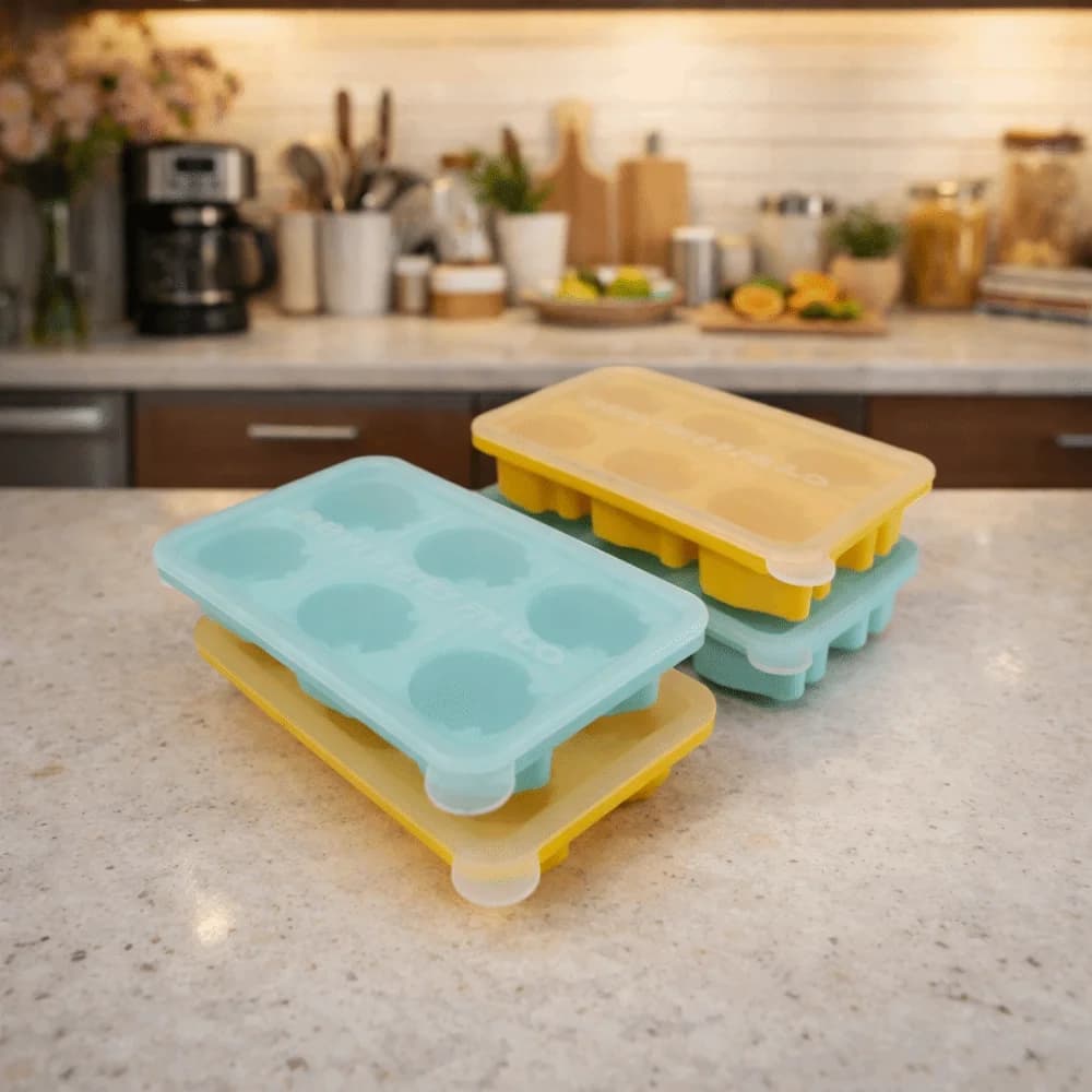 Stampo per Cubetti di Ghiaccio in Silicone a 6 Scomparti, Flessibile, per Alimenti, a Forma di Coniglio e Fragola, con Coperchio, Stampo per Palline di Ghiaccio, Utensile da Cucina