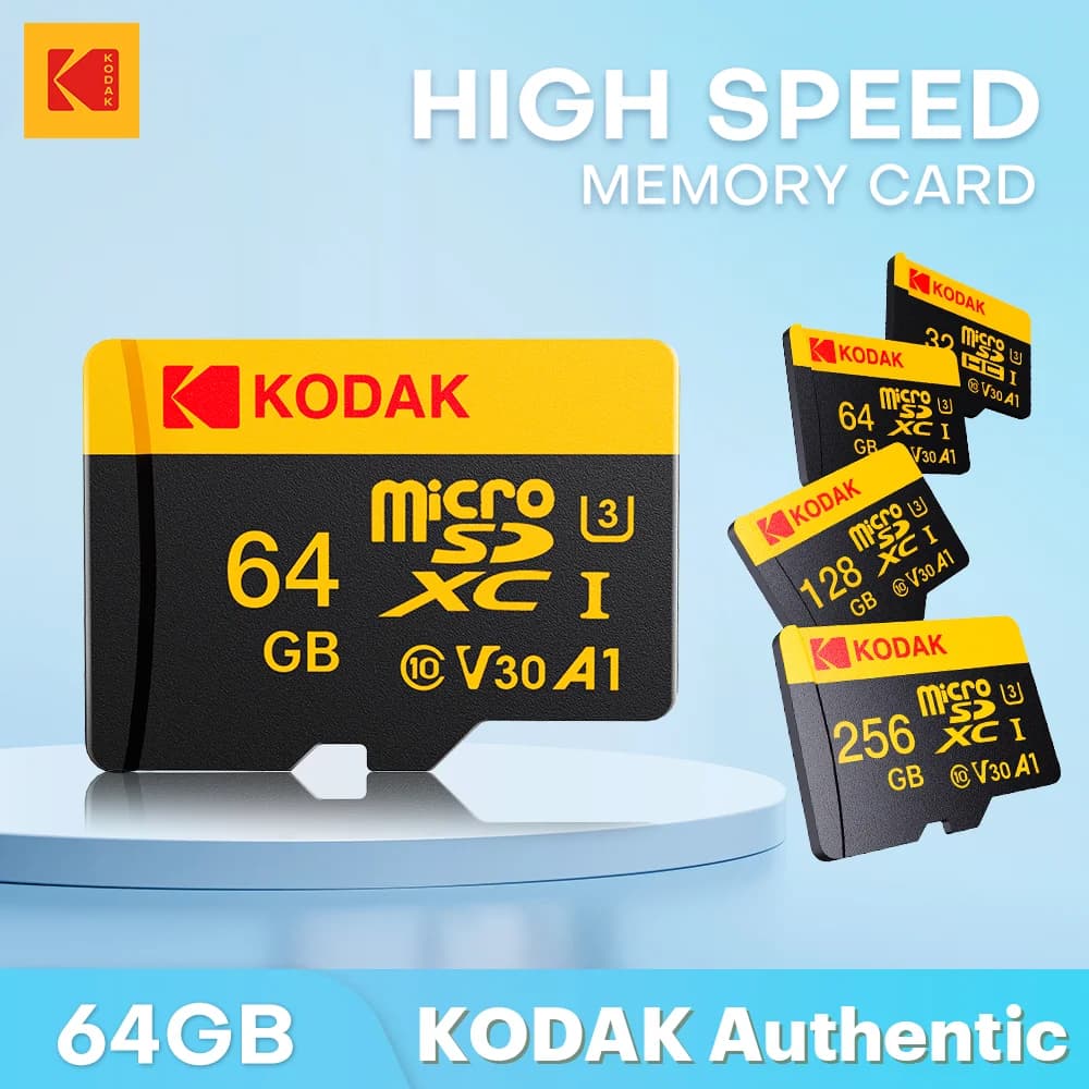 KODAK Micro SD Card Memory Card UP TO 100MB/s C10 U3 32GB 64GB 128GB 256GB TF Card 4K HD For USB Card Reader Adapter Microsd