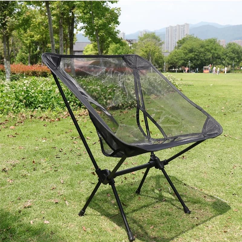 Ultralight Folding Moon Chair 860g Nylon Mesh Breathable Portable Camping Beach Fishing Chair Aluminum Alloy Outdoor Travel Seat