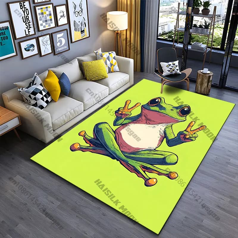 Tappeto con rana pacifica che fa un gesto, tappeto per yoga, decorazione per soggiorno, tappetino per gattonare per bambini, zerbino, tappeto per giochi