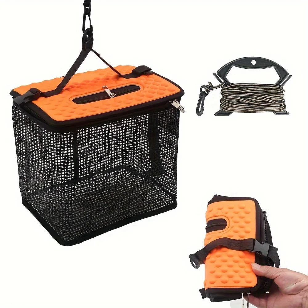 Floating Fish Protection Basket Sea Rock Fishing Storage Bag Portable Hanging Glue Quick Drying Fish Protection Net Bags