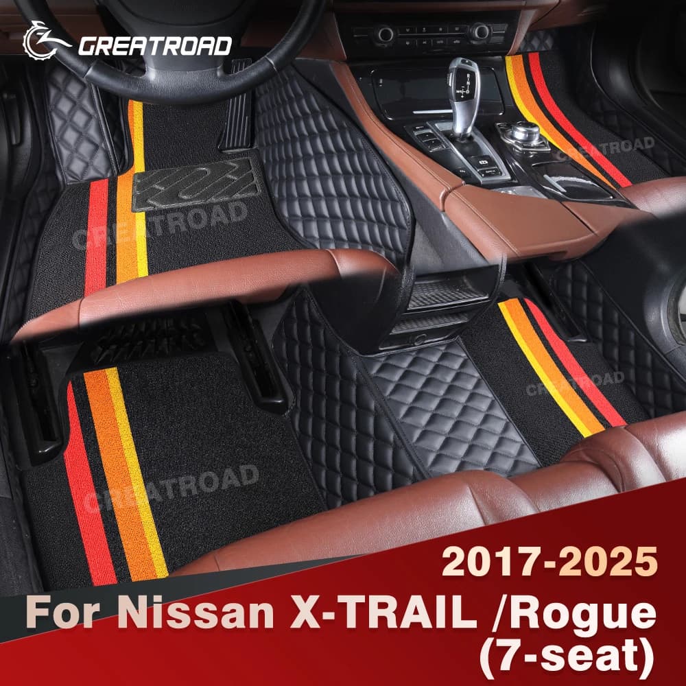 Per Nissan X-TRAIL /Rogue (7 posti) 2017-2025 Tappetini per auto a doppio strato Accessori interni per tappeti personalizzati per auto