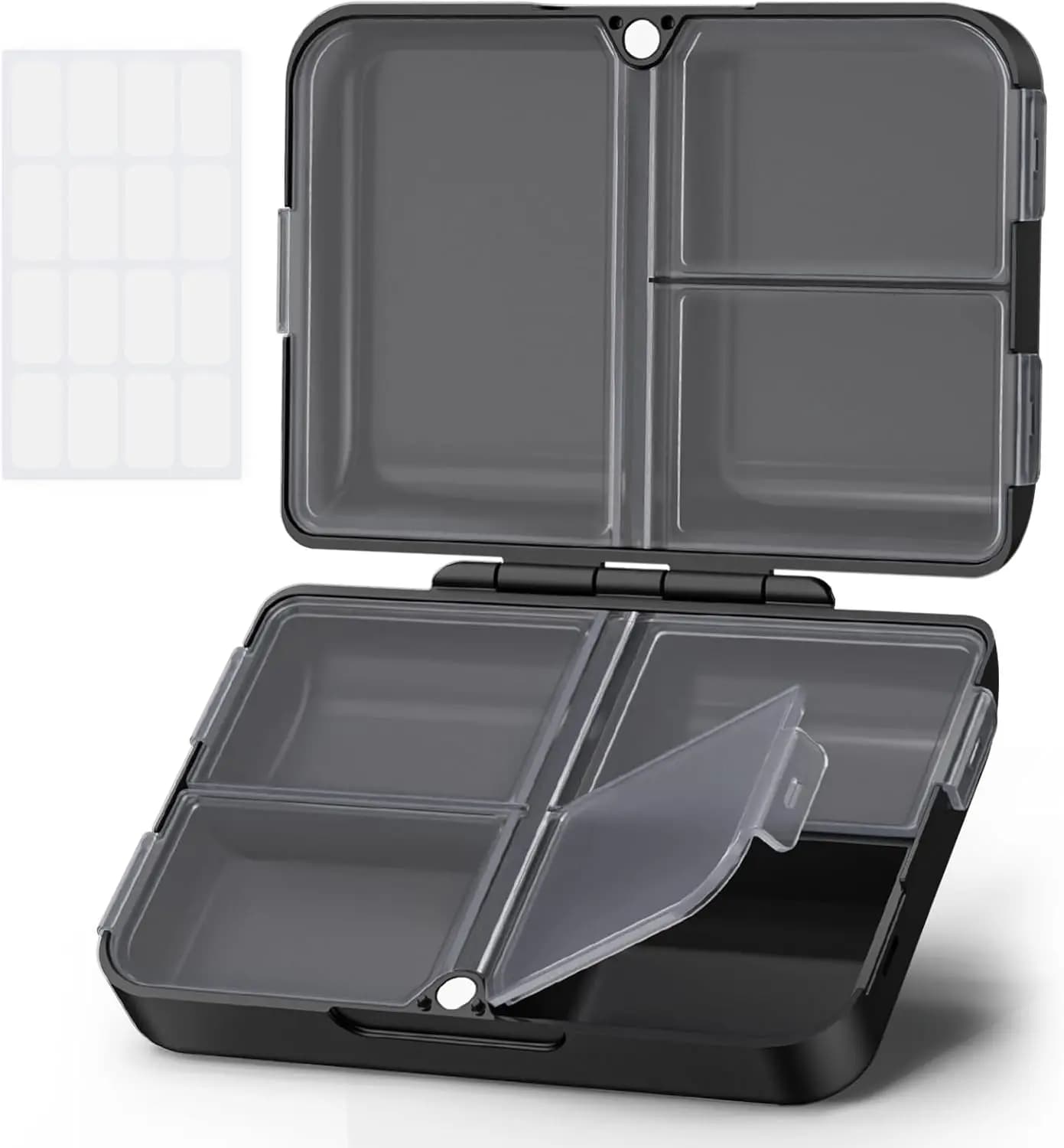 Organizer for Compact Travel Pills with 7 Parts, Magnetic Clasp, BPA-Free Material for Vitamins and Supplements