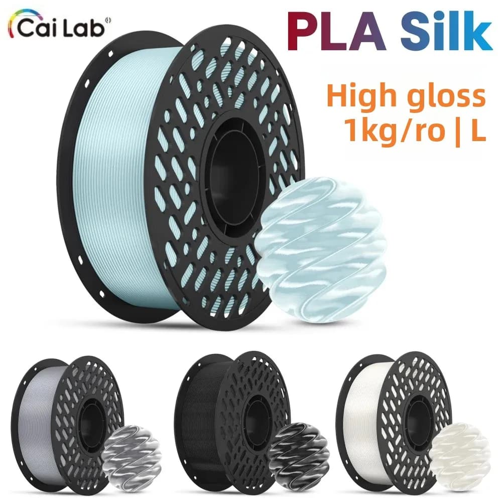 Filament PLA Silk 3D CaiLab 1Kg, Precision 1.75mm +/-0.02mm, Coil for Most FDM 3D Printers, Safe, Vacuum Packing