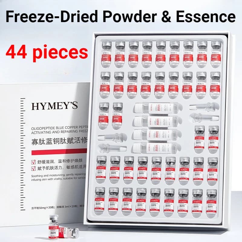 44 Pcs Blue Copper Peptide Oligopeptide Freeze Dried Powder Hydrating Moisturizing Soothing Repair Lyophilized Powder Skin Care