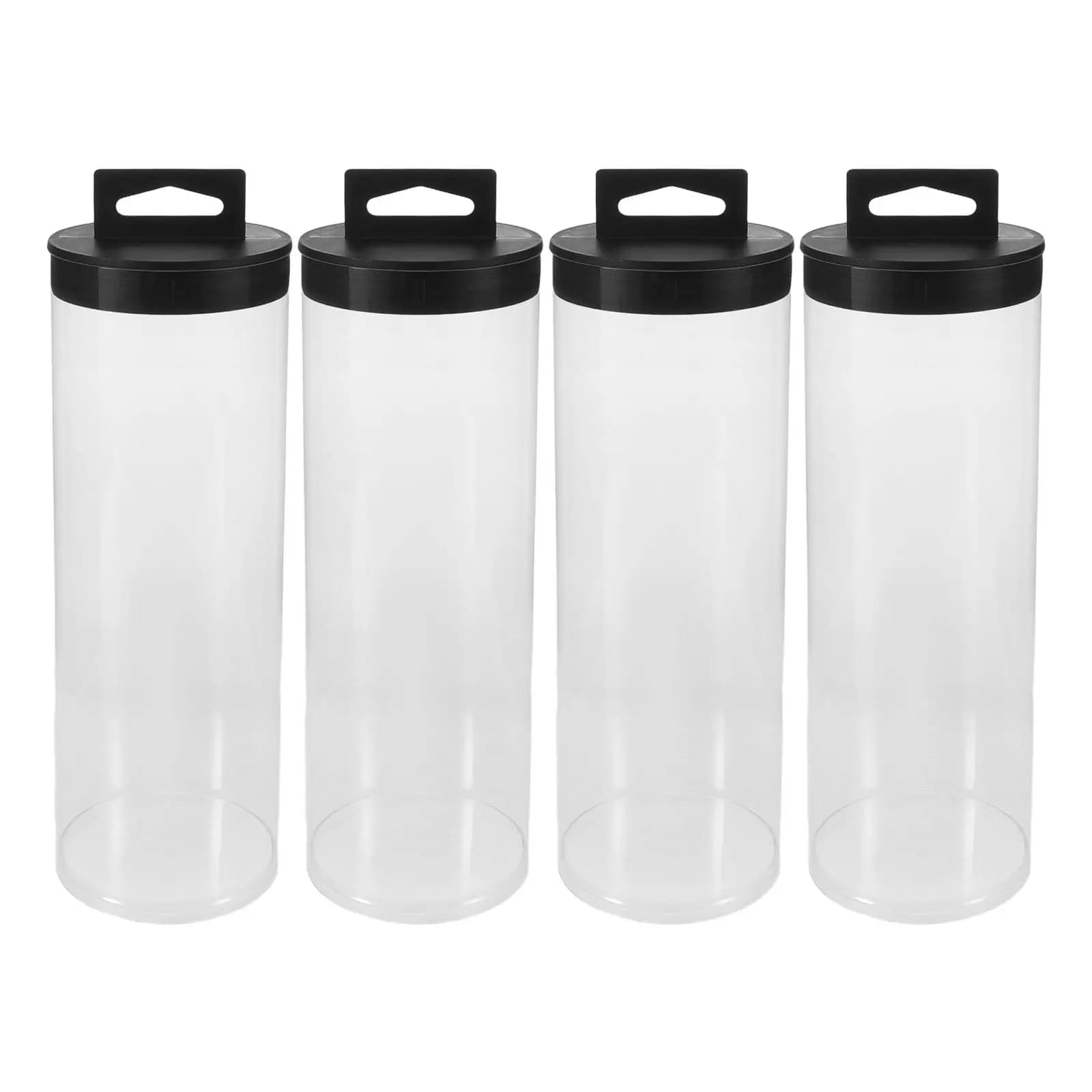 4Pcs Clear Plastic Golf Ball Tube Tennis Ball Collector with Cap Large Capacity 3 Balls Badminton Equipment Organizer Dustproof