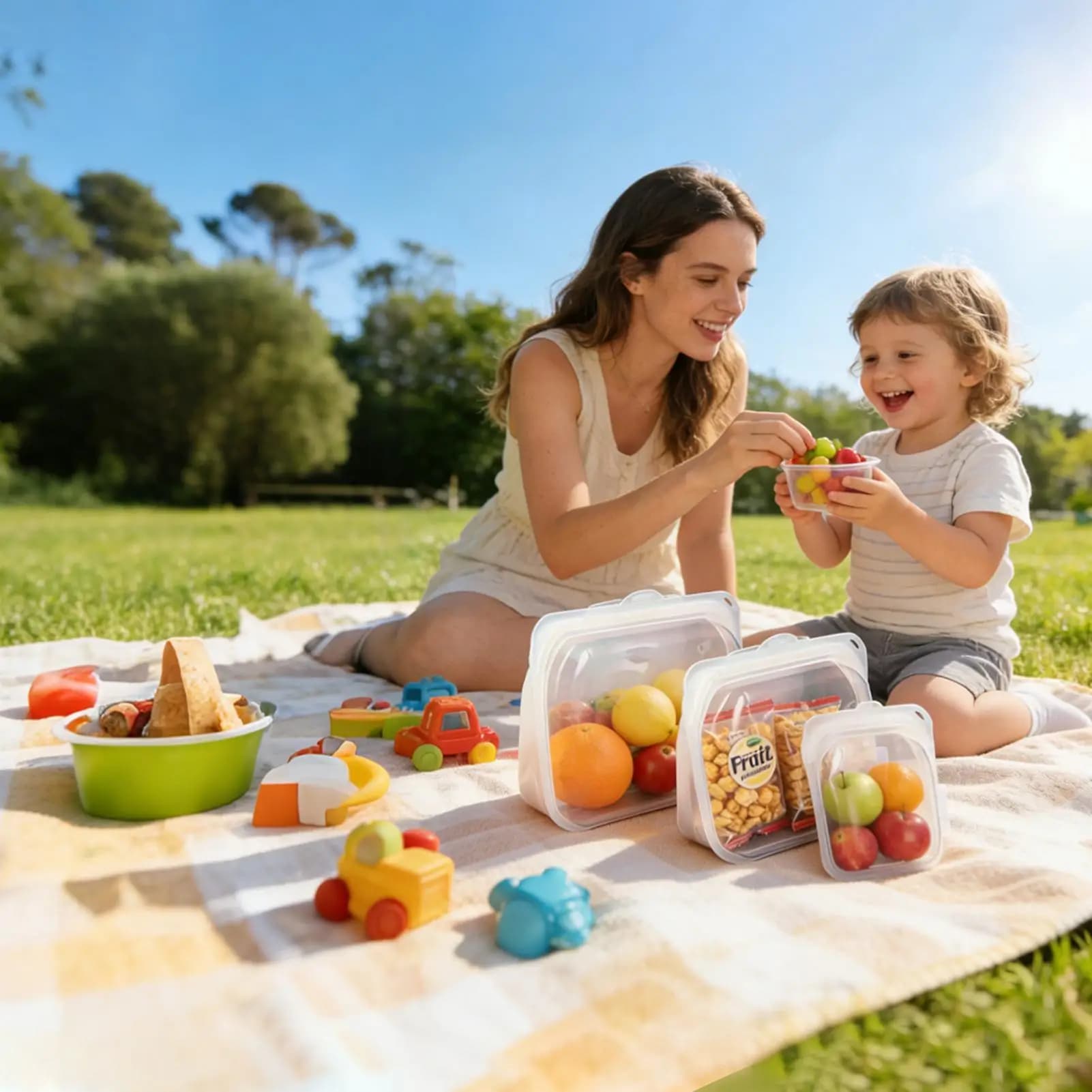 Sacchetti in silicone per la conservazione degli alimenti, 3 pezzi, contenitori per snack in silicone, sacchetti ermetici per alimenti, per la preparazione dei pasti, pranzo, viaggi, frigorifero