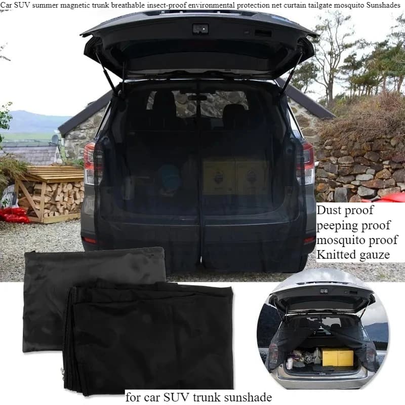 Rete magnetica estiva per bagagliaio auto SUV, traspirante, anti-insetti, protezione ambientale, tenda per portellone posteriore, zanzariera, parasole