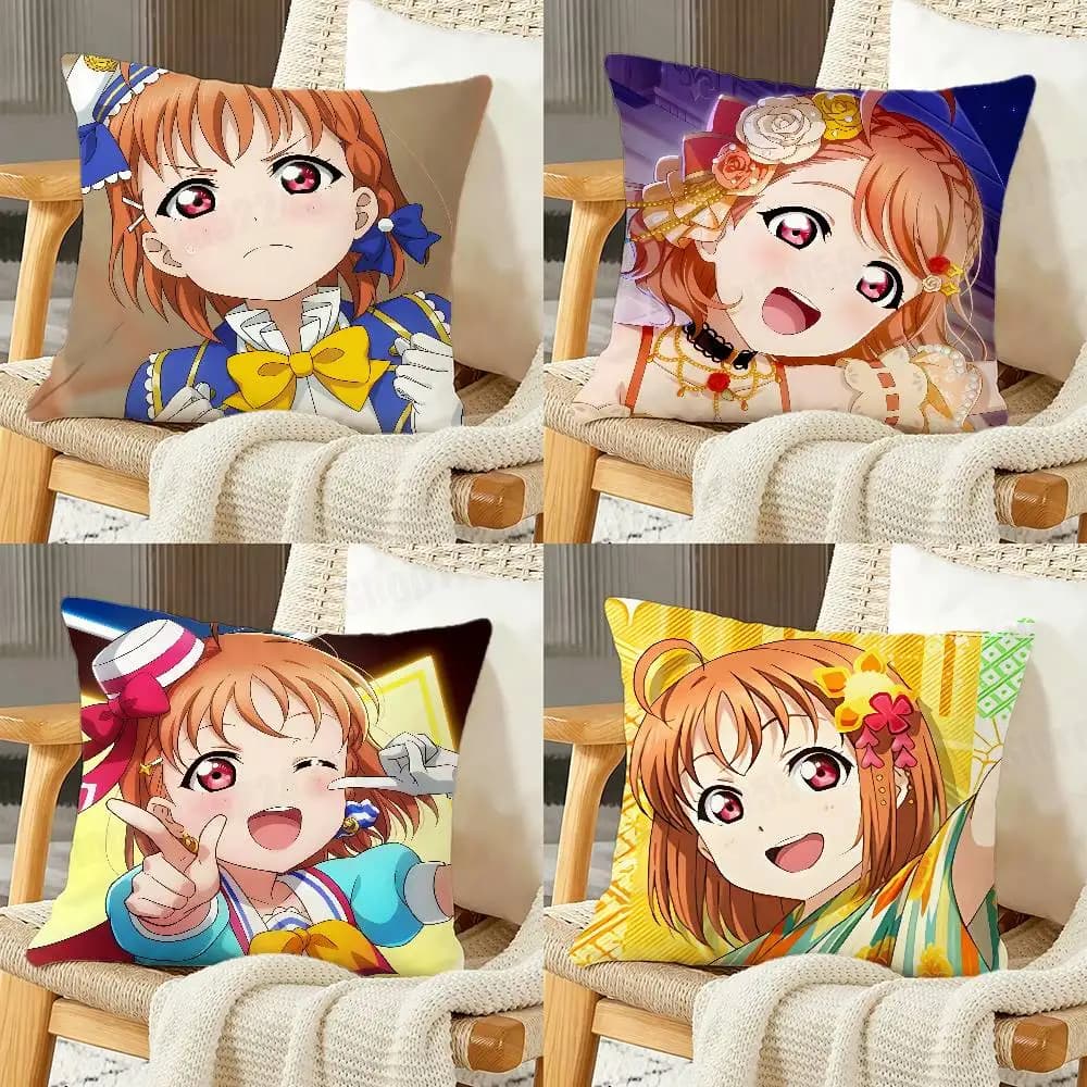 Federa per cuscino con stampa di cartoni animati di Chika Takami, federa personalizzata per divano, decorazione per la casa