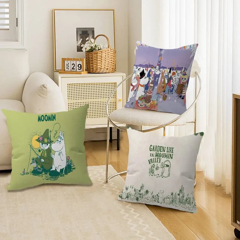 Cute M-Moomins Pillow Gift Home Office Decoration Bedroom Sofa Car Cushion Cover case 45x45