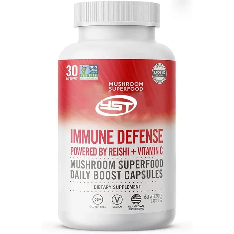 Excellent food supplement for mushroom capsules, mushroom mix, Ganoderma Lucidum, turkey tail, dancing mushrooms, vitamin C 60 capsules
