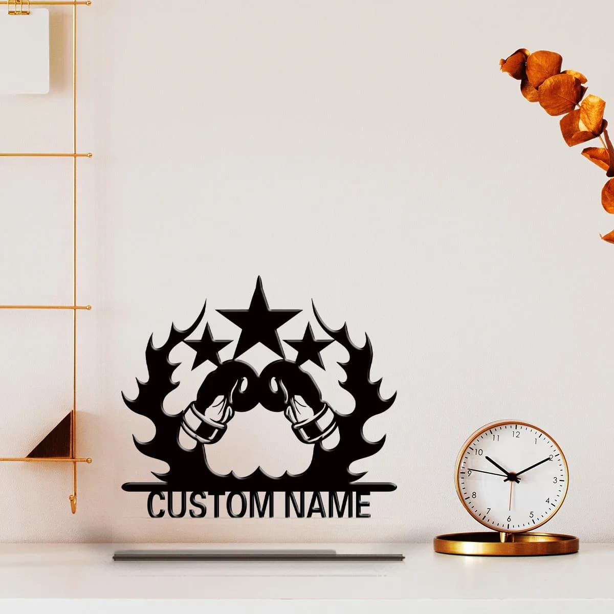 1pc Metal Desktop Decoration Customizable Name Equipped with A Wooden Base Housewarming Gift,Metal Ornament Decoration