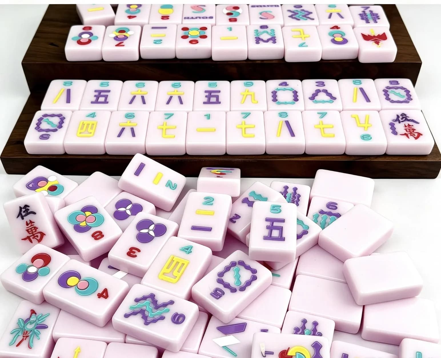 XTY Lussuoso Mahjong Americano 160 Edizione Estiva Rosa Viola Set di Tessere in Acrilico Intagliate Personalizzate