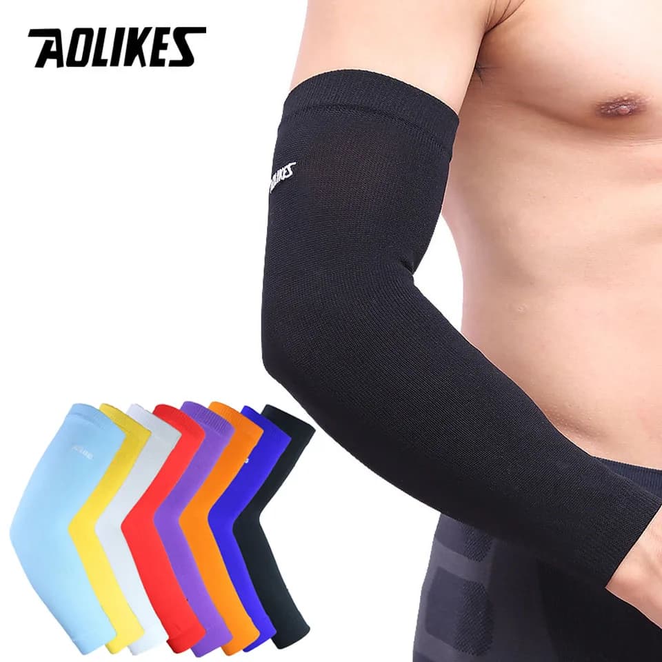 AOLIKES 1 pz elastico basket tennis manica braccio fascia da calcio pallavolo protezione del gomito fascia antidolore