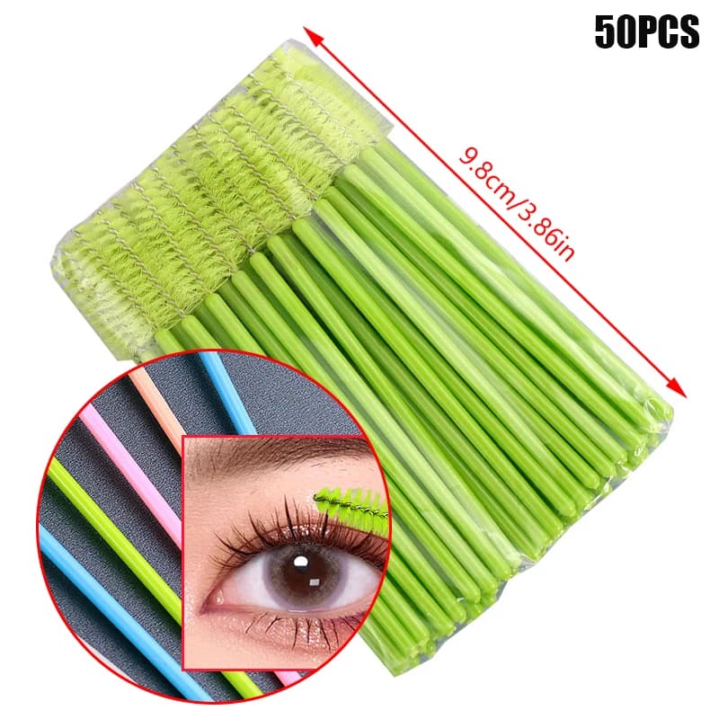 50PCS Eyelash Brushes Makeup Brushes Disposable Mascara Dispenser Spoolers Eyelash Cosmetic Brush Tool for Eyelash Extension