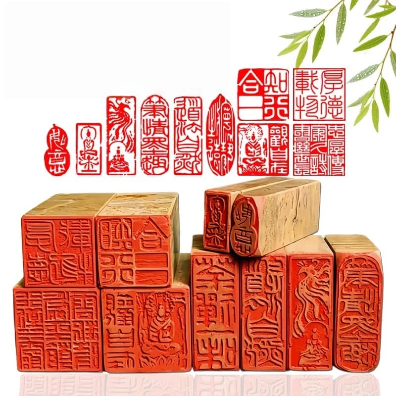 10 Pieces Nishan Stone Finished Seal Carving Set Calligraphy Painting Collection Book Motto Finished Stamp Chop Art Craft Gift