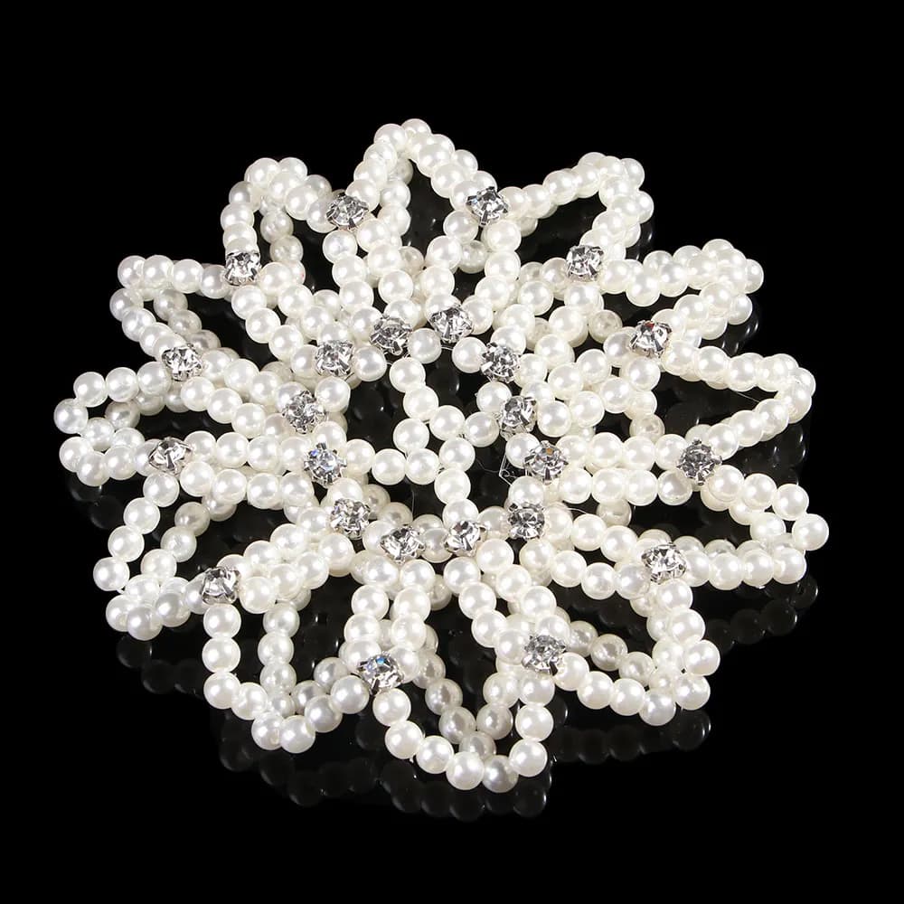 Rete per Chignon Fatta a Mano con Cristalli e Perle, Accessorio per Capelli alla Moda