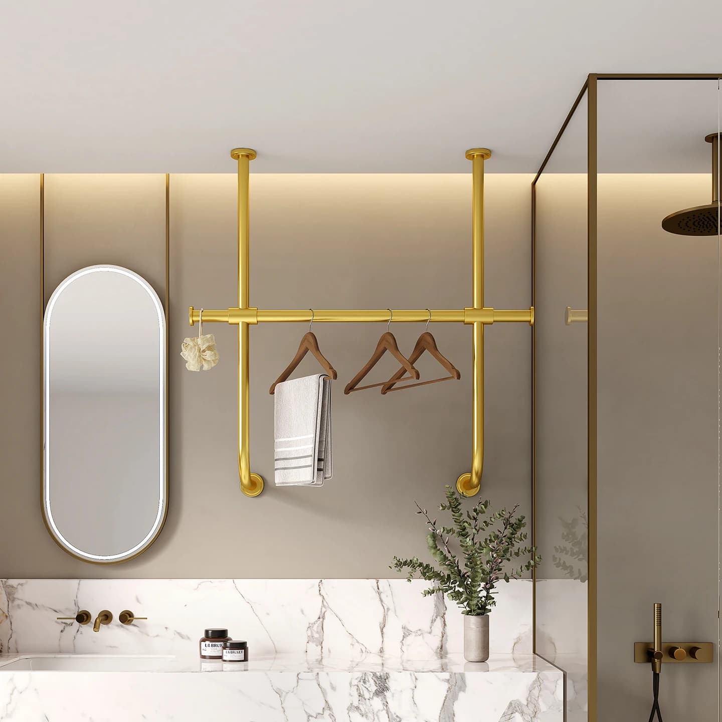Appendiabiti da bagno per hotel in acciaio inossidabile con titanio nero, portasciugamani da bagno per hotel personalizzato, tipo sospeso