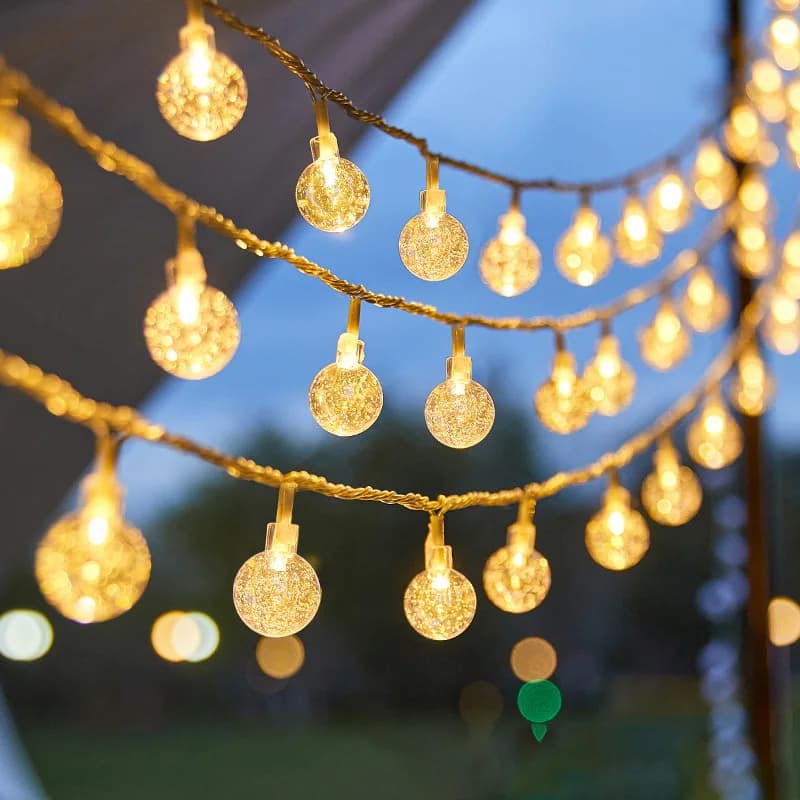 Luci a stringa a LED bianco caldo da 3 m (118,11 pollici) - Luci decorative impermeabili a globo di cristallo per interni ed esterni