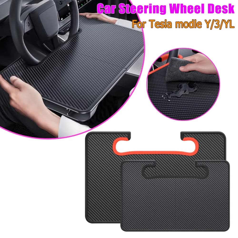 For Tesla Model Y 3 YL Multifunctional Steering Wheel Table Car Desk Laptop Stand Gap Storage Box Organizer for Dining
