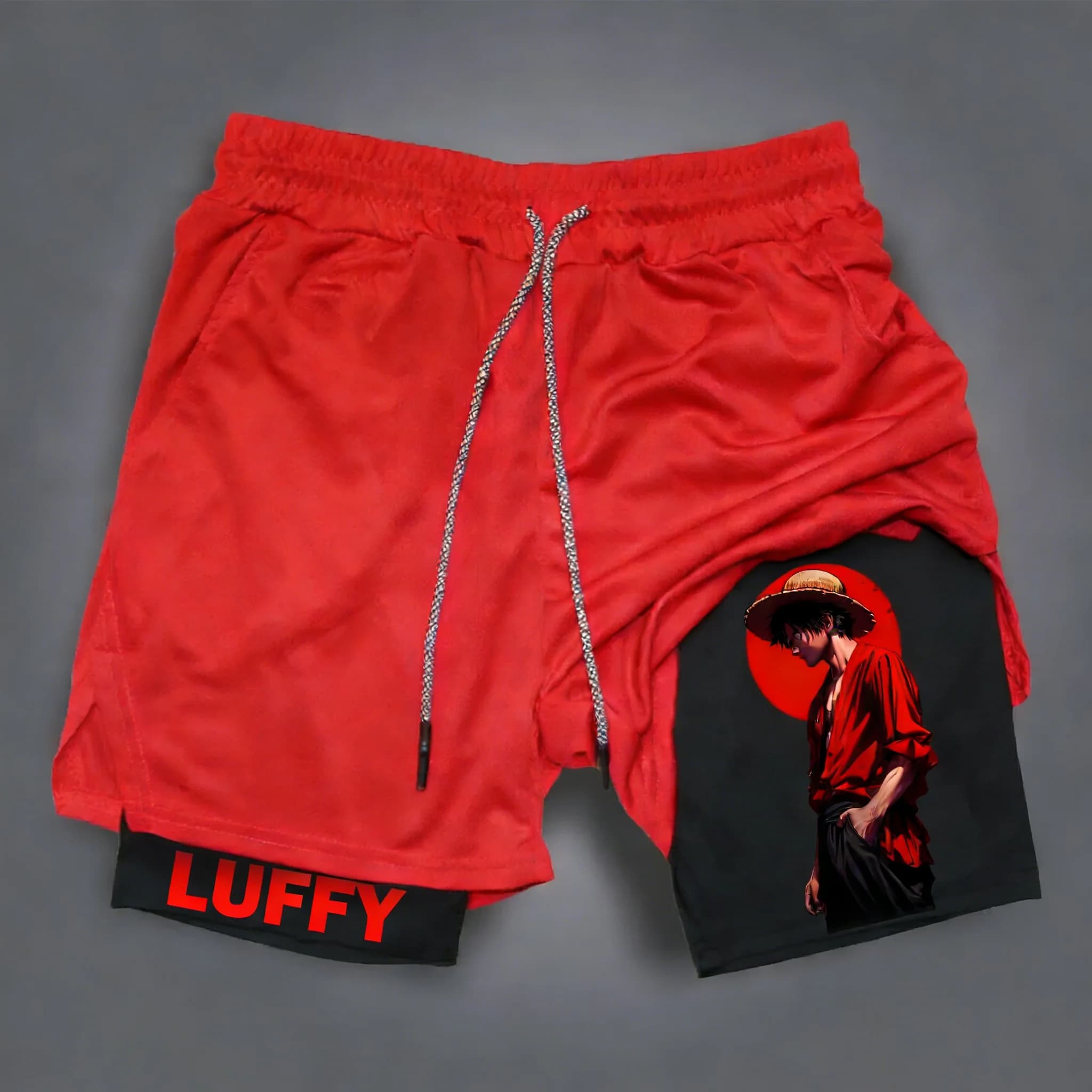 Shorts 2-in-1 ONE PIECE Anime Luffy Printed 2026 Unisex Summers New for Swimming and Fitness Drying Fast Double Waist Breathable