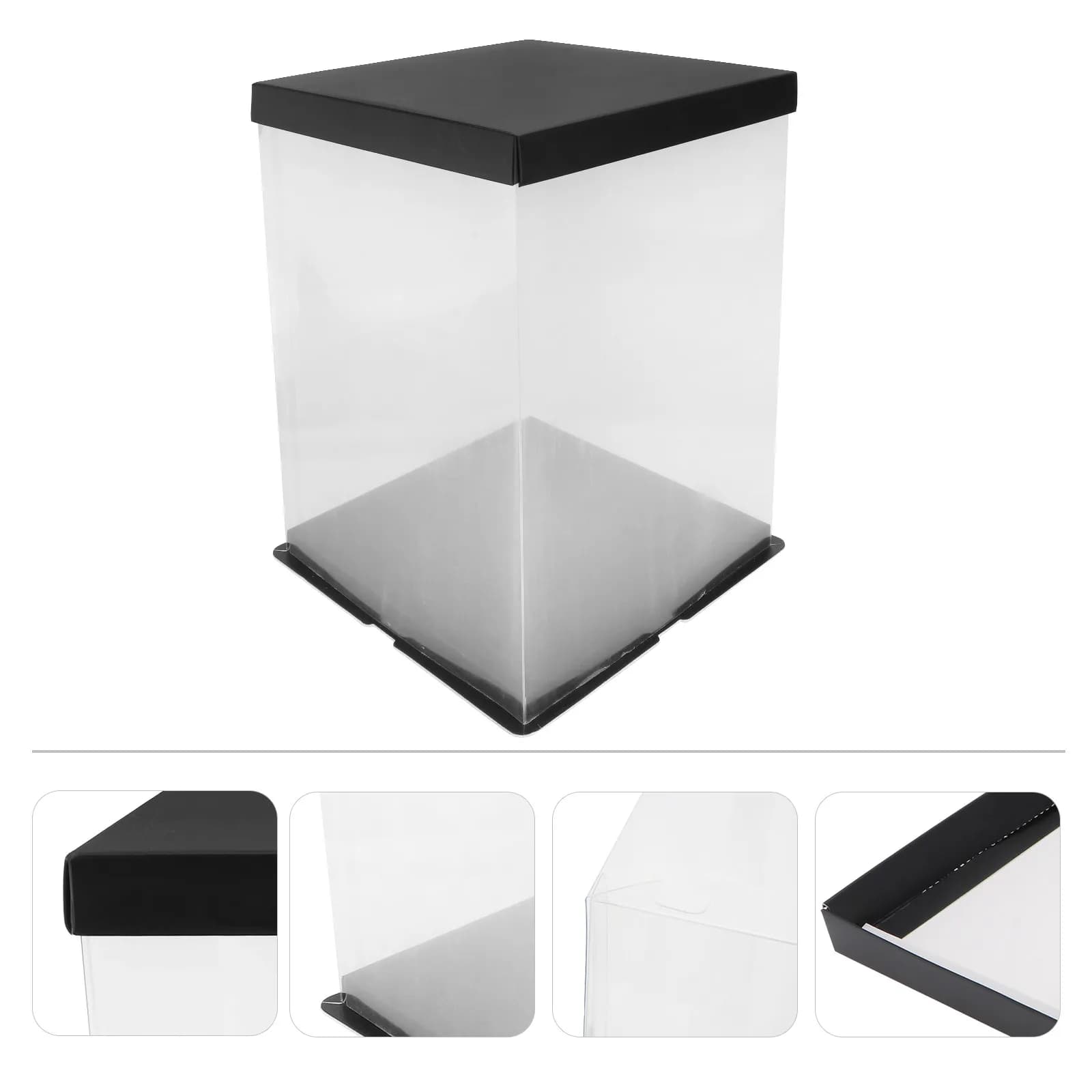 Set of Transparent Containers for Cakes, Ideal for Travel, Picnic, Gifts, Dolci Conservation, Square Boxes for Foods with Handle