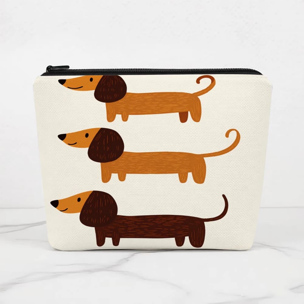 Borse per il trucco con stampa di motivi di cani Bassotto per ragazze, pochette per cosmetici, borsa da toilette, astuccio per matite, custodia da viaggio