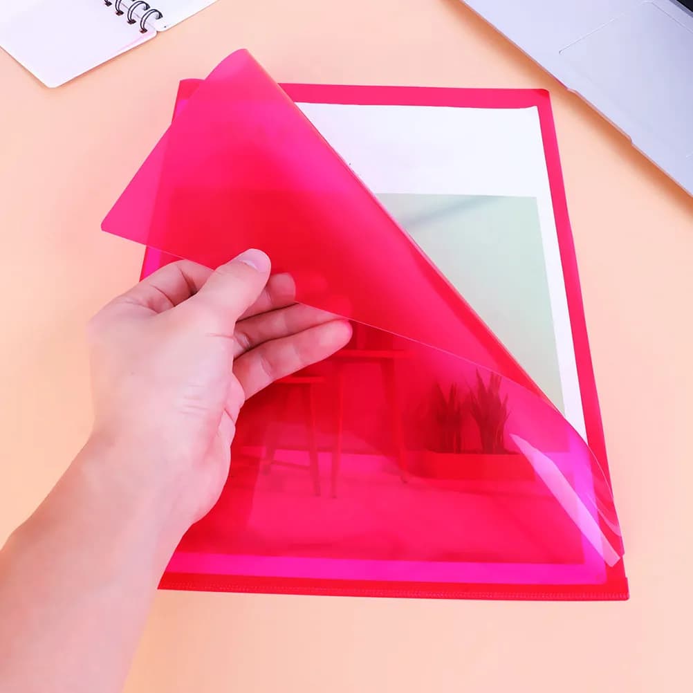 10 Pezzi Organizzatore Documenti A4 in Plastica Trasparente a Forma di L, Porta Documenti per Scuola e Ufficio, Porta Report, Ricevute e Fatture