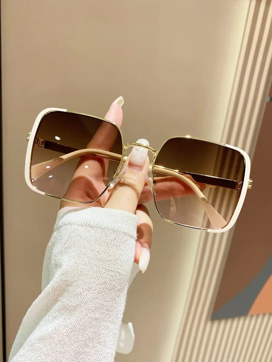 Retro Square Unisex Metal Fashion Sunglasses For Street Style Travel Beach Outdoor