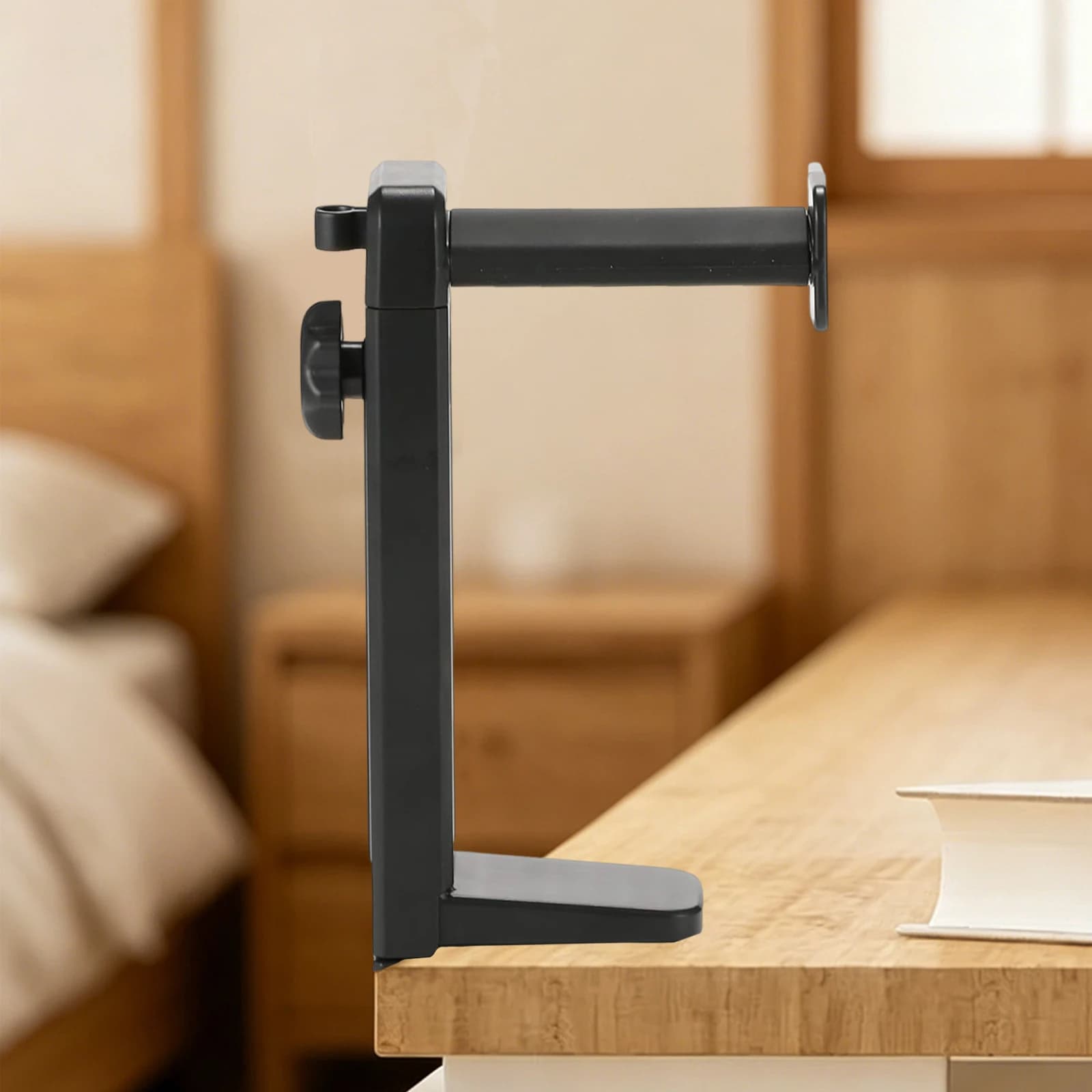 Headphone Stand 2 in 1 Earphone Hanger PC Gaming Headset Holder Mount Hook with Height Adjustable and Rotating Clamp Cable Clip