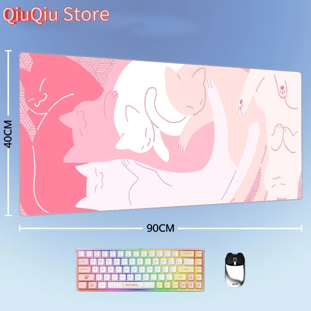 Nuovo tappetino per mouse da gioco design gatto tappetino da scrivania per giocatori tappetino per tastiera grande tappeto per gatti pianta rosa tappetino da tavolo per accessori Mausepad