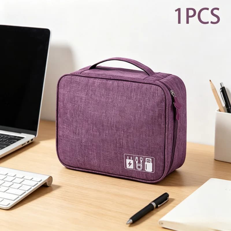 Portable Waterproof Travel Electronic Storage Bag, Organizer Pouch for USB Data Cables Chargers Plugs Digital Gadgets