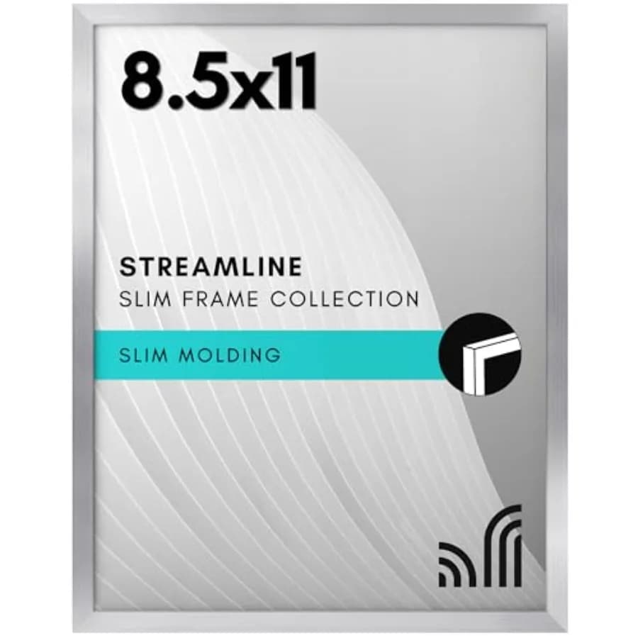 Picture Frame with Shatter-Resistant Glass - Streamline Collection - Thin Border Photo Frame for Tabletop and Wall Display - Ha