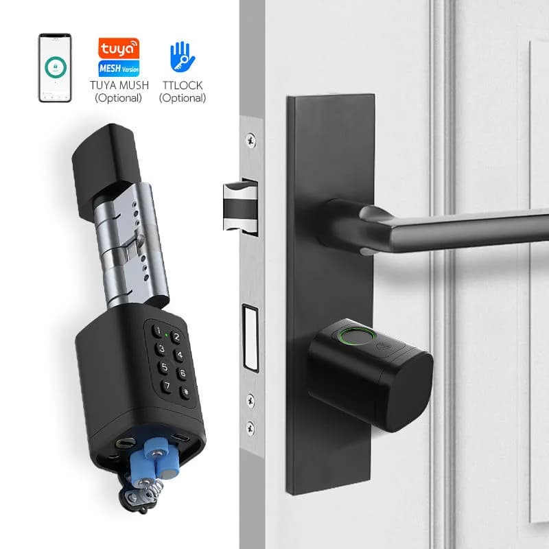 Keyless Digital Biometric Fingerprint Passcode RFID Card Door Lock Serrures Electroniques Smart Adjustable Cylinder Lock