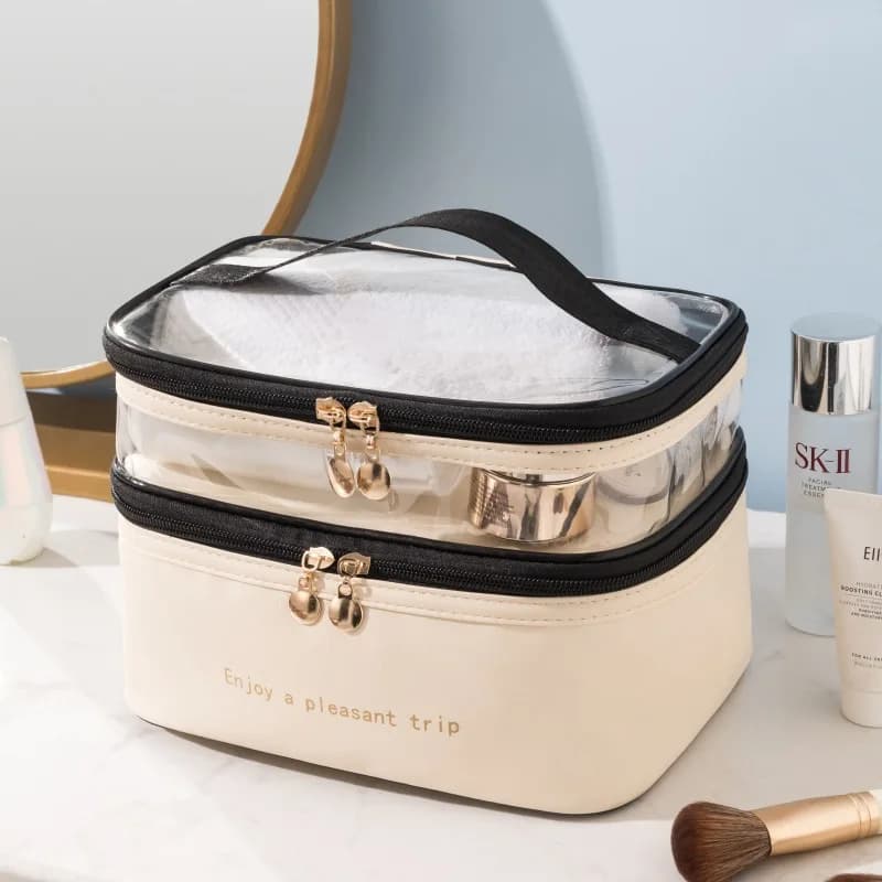 Double Cosmetic Bag Portable Handbag Advanced Transparent Washing Bag Large Waterproof Storage Bag